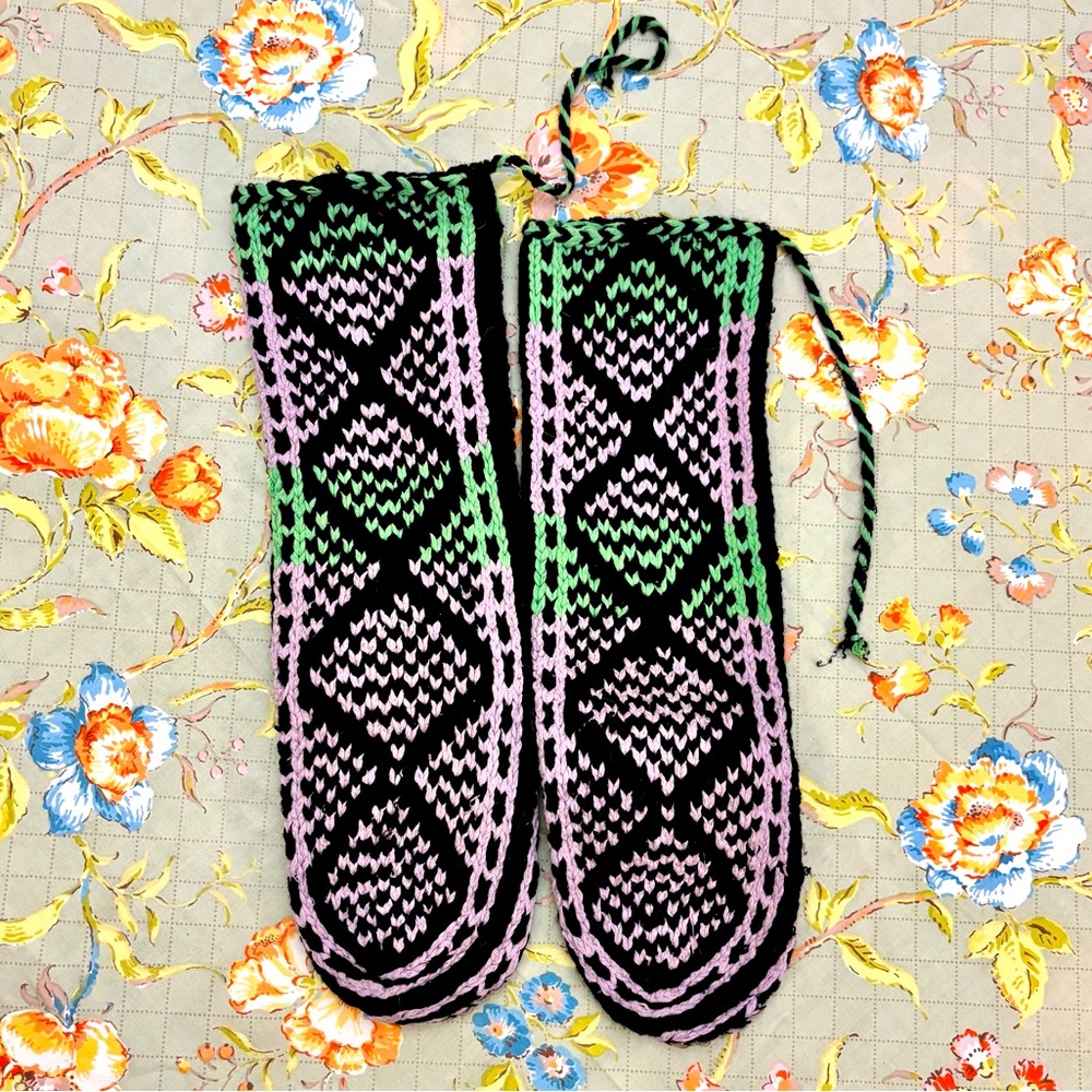Handmade Mukluk Sweater Moccasin Socks with Suede Soles 💚💜💗🖤